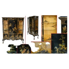 Antique Chinoiserie Cabinet Lacquered by Hille Circa 1900