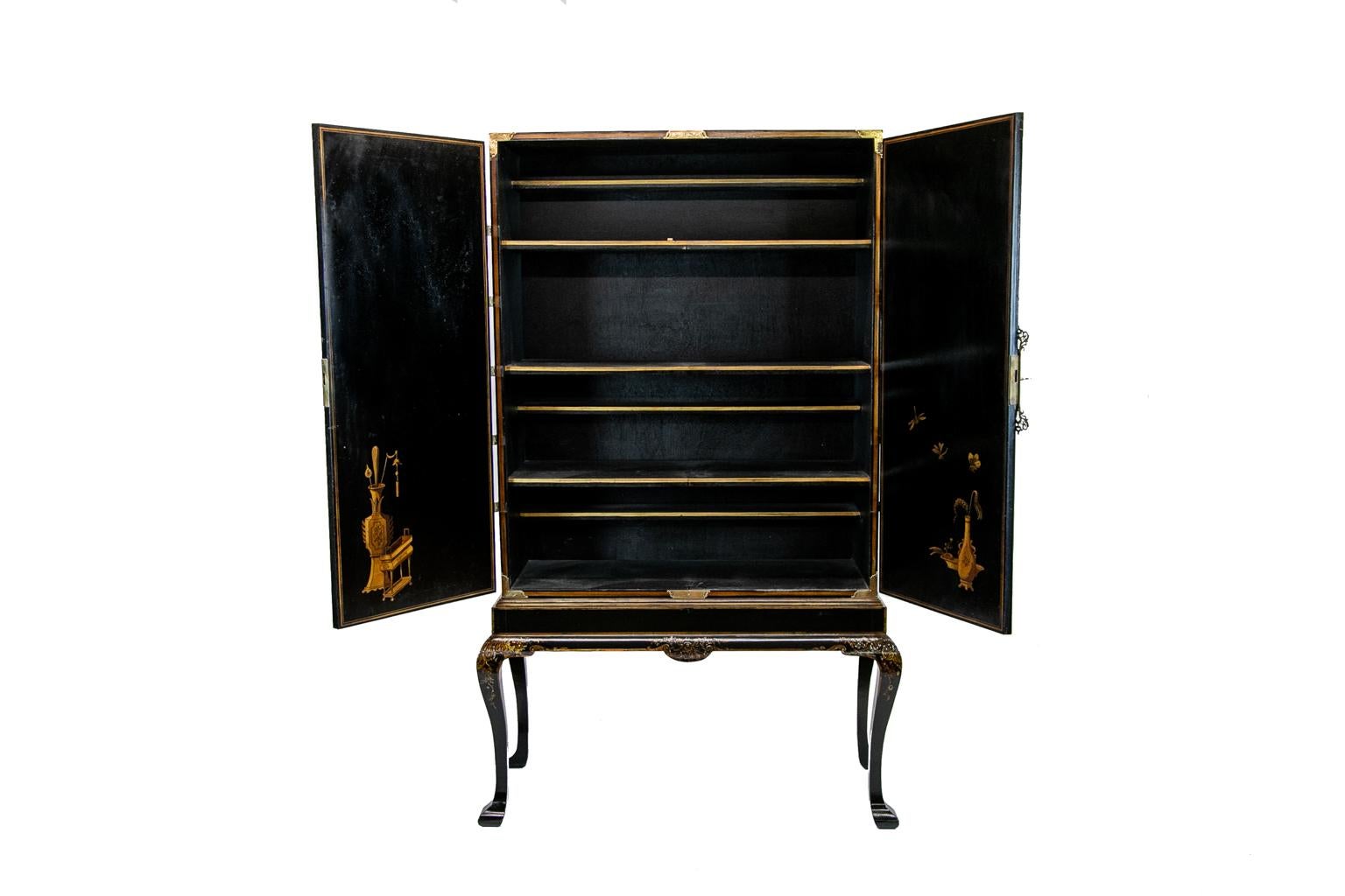Lacquered Chinoiserie Cabinet on Legs