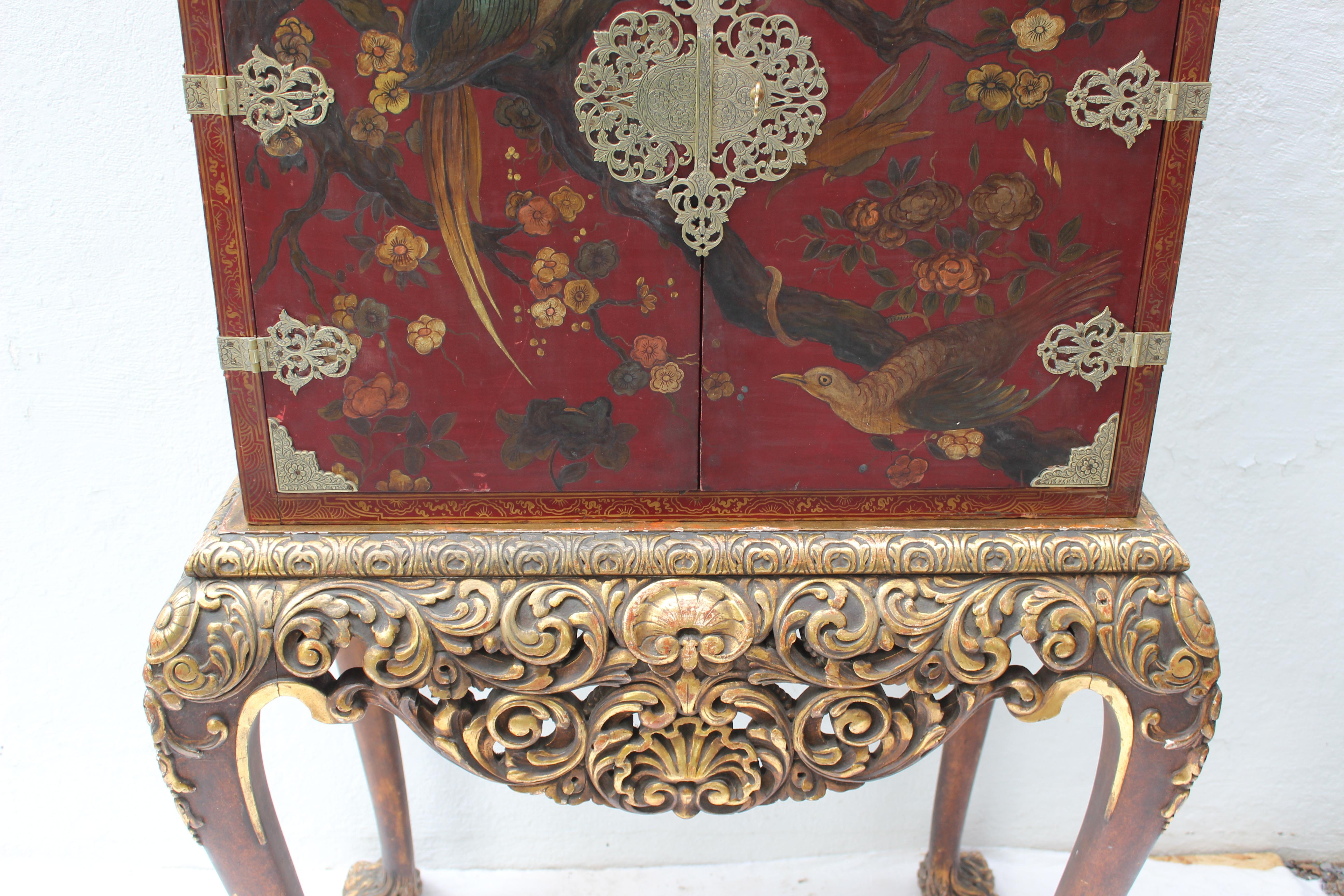 Chinese Chinoiserie Cabinet on Stand