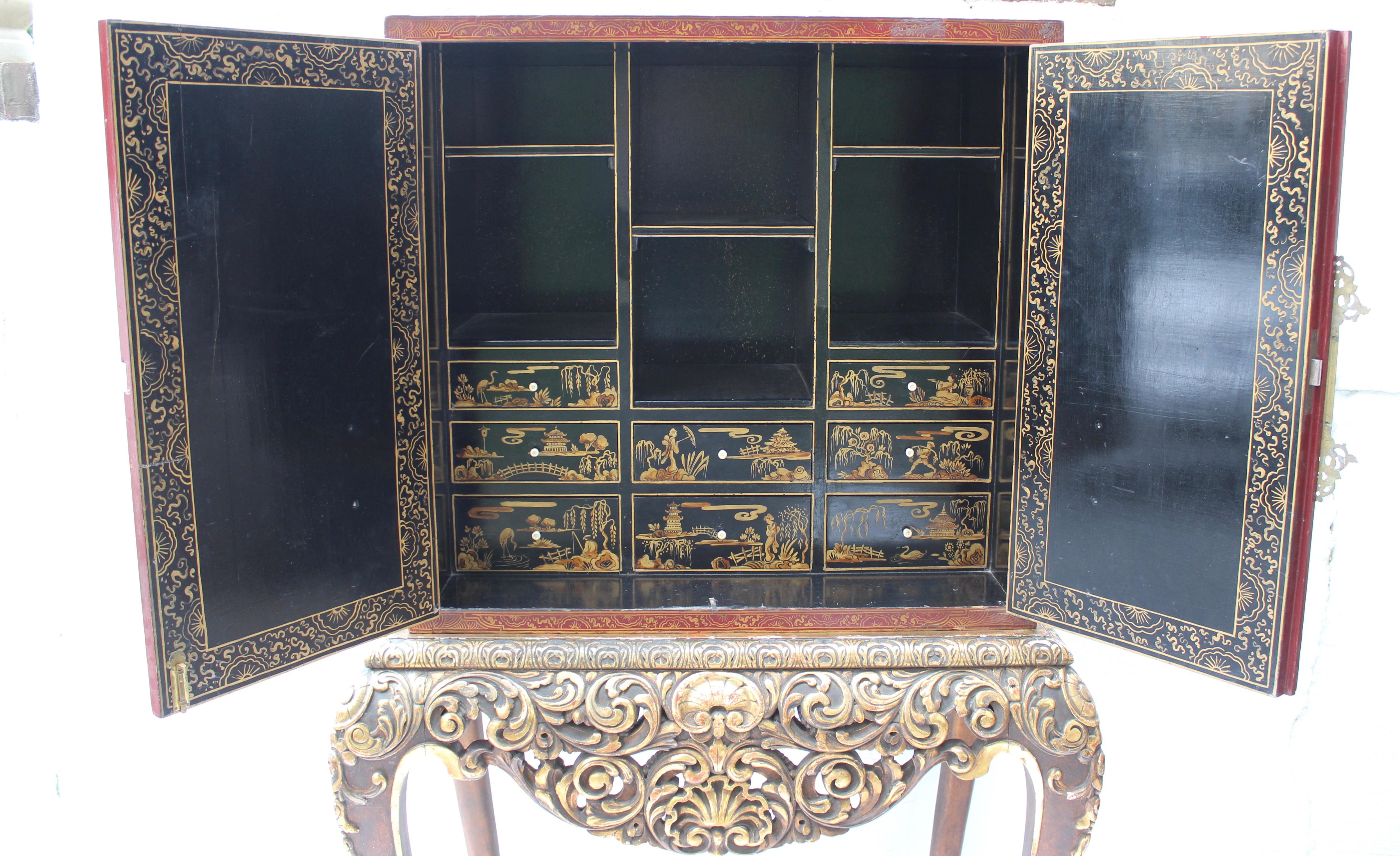 Chinoiserie Cabinet on Stand In Good Condition In East Hampton, NY