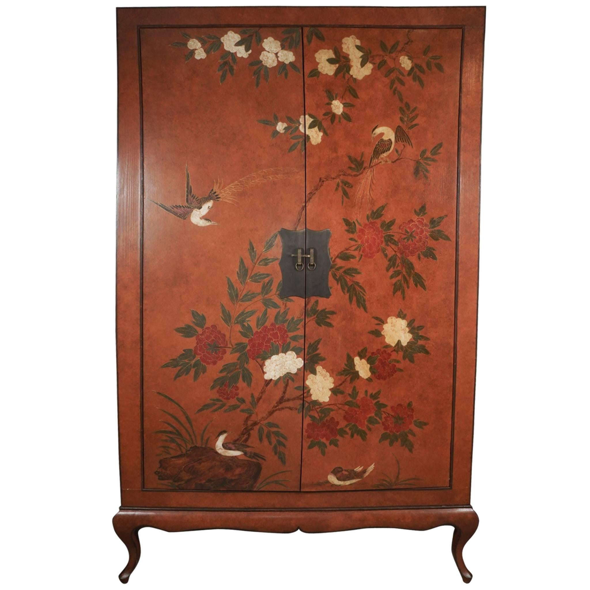 Chinoiserie Cabinet with Birds and Flowers For Sale