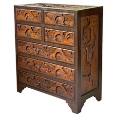 Chinoiserie Carved Camphor Wood Batchelor's Chest