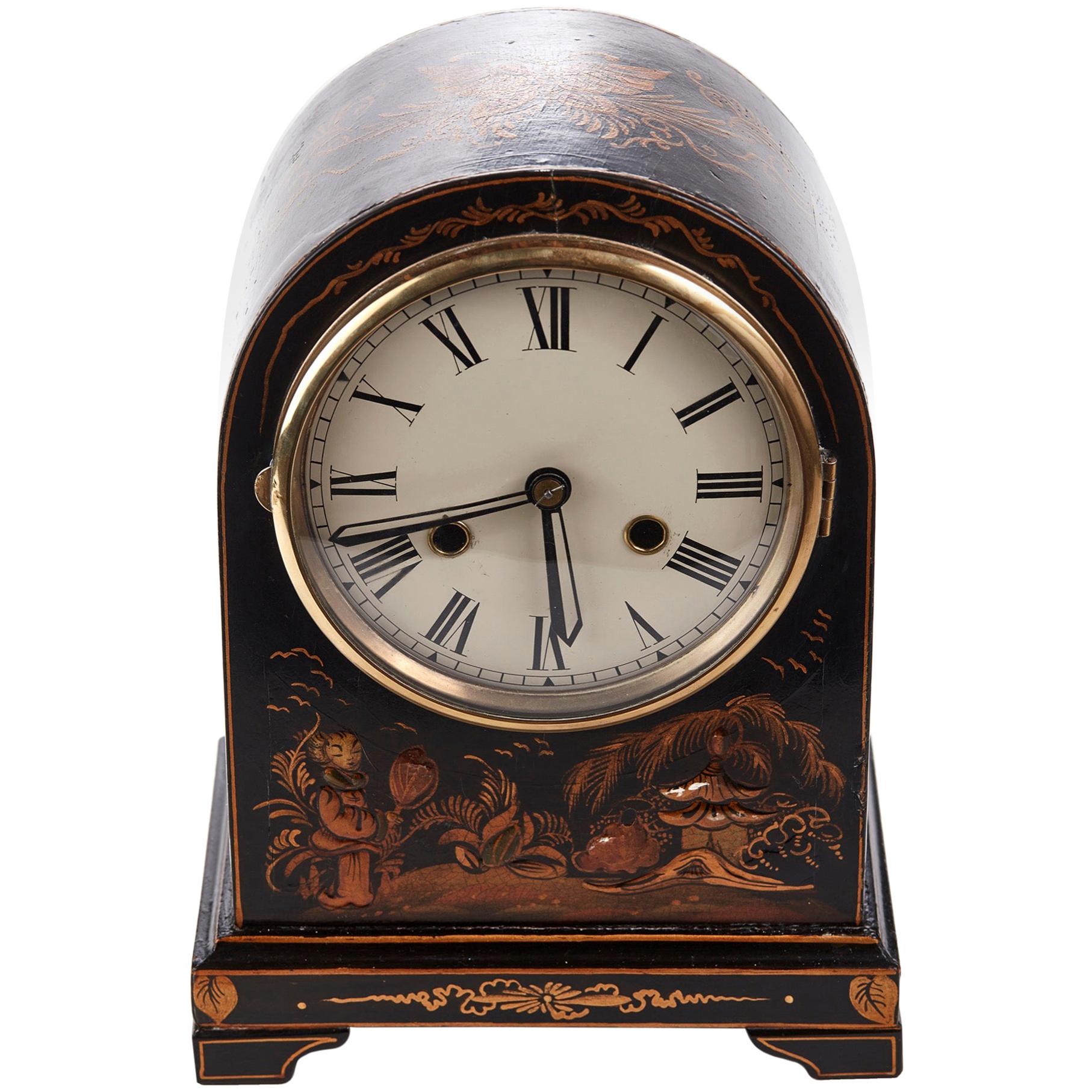 Chinoiserie Cased Dome Topped Mantel Clock, circa 1920 For Sale
