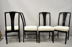 Chinoiserie Century Chair Co. Black Lacquer Chin Hua Dining Chairs, Set of 4