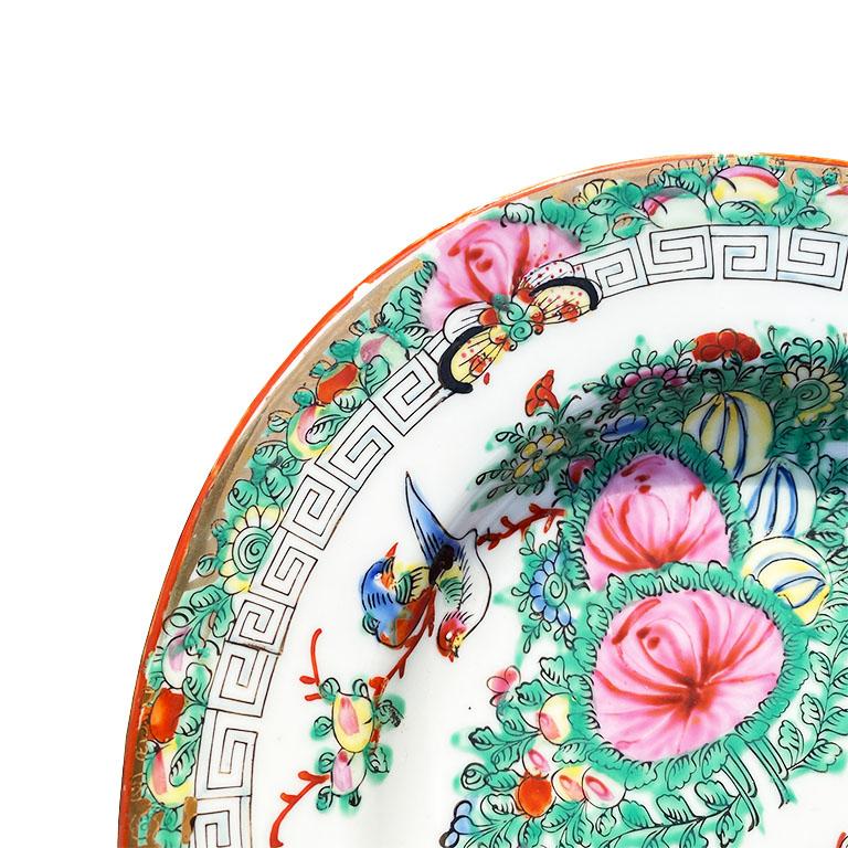 Chinese Chinoiserie Ceramic Famille Rose Oval Platter in Pink and Gold Floral Motif For Sale