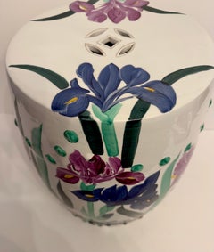 Sgabello da giardino in ceramica in stile chinoiserie, fine del XX secolo