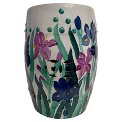Sgabello da giardino in ceramica in stile chinoiserie, fine del XX secolo