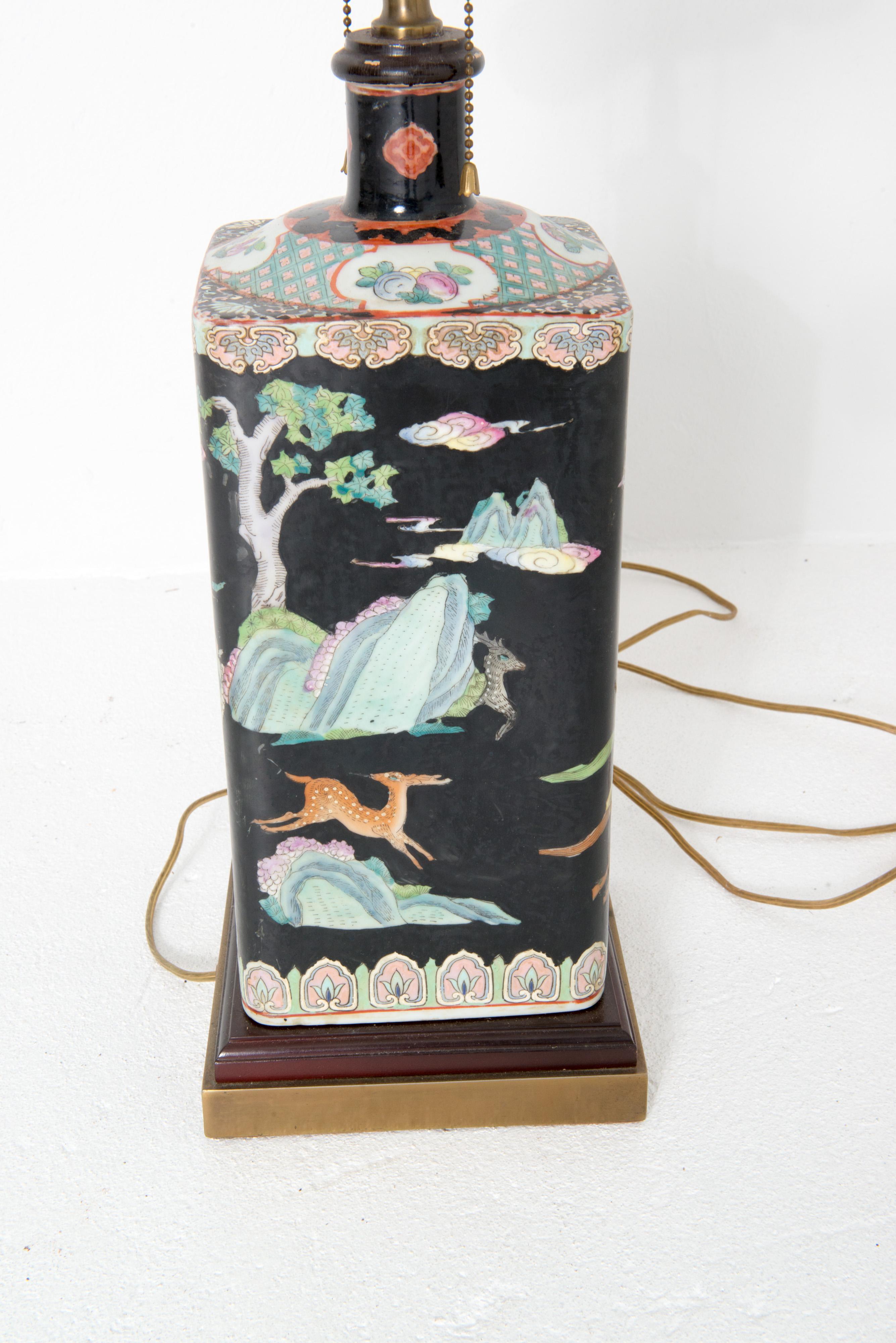 Chinoiserie Ceramic Lamp For Sale 3