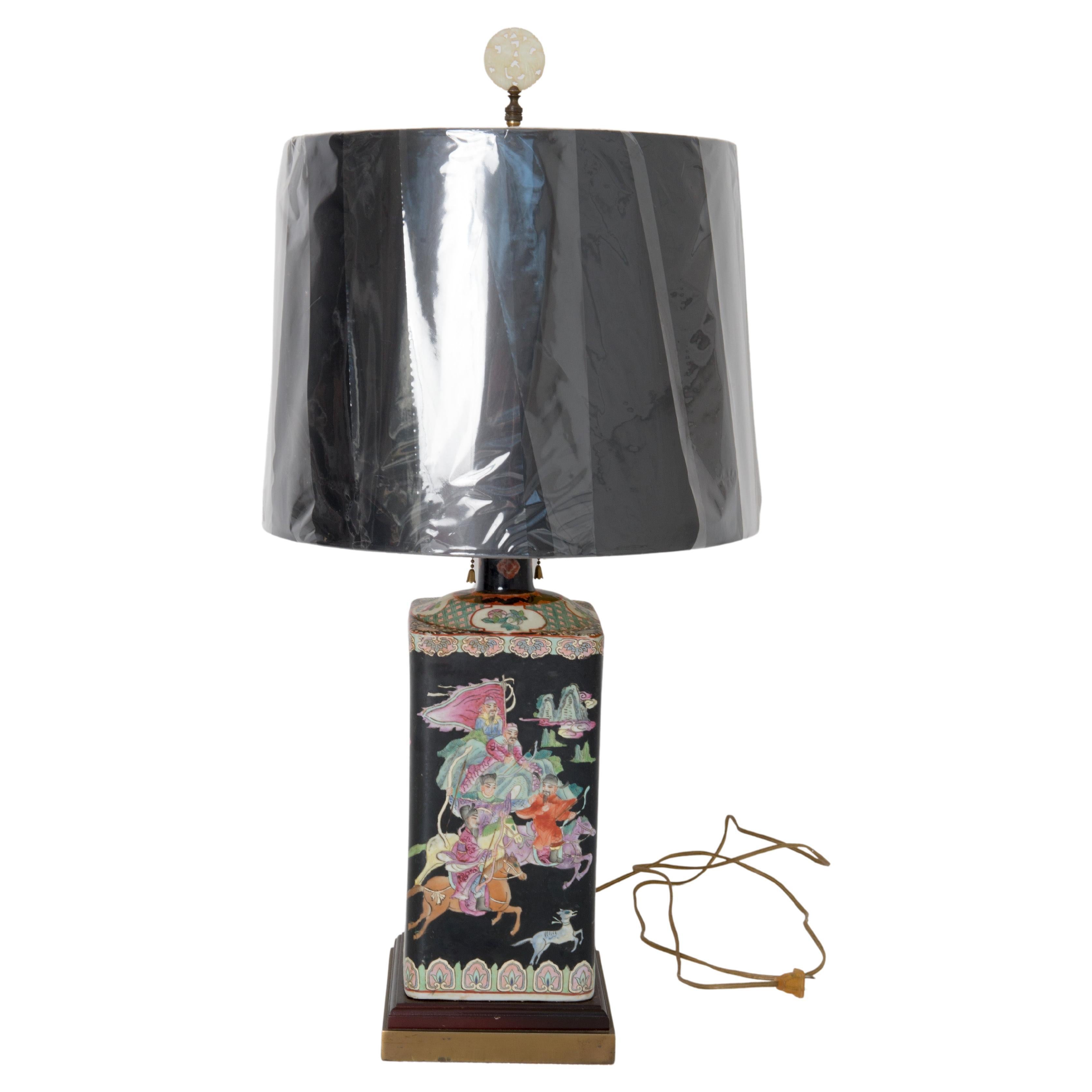 Chinoiserie Ceramic Lamp For Sale