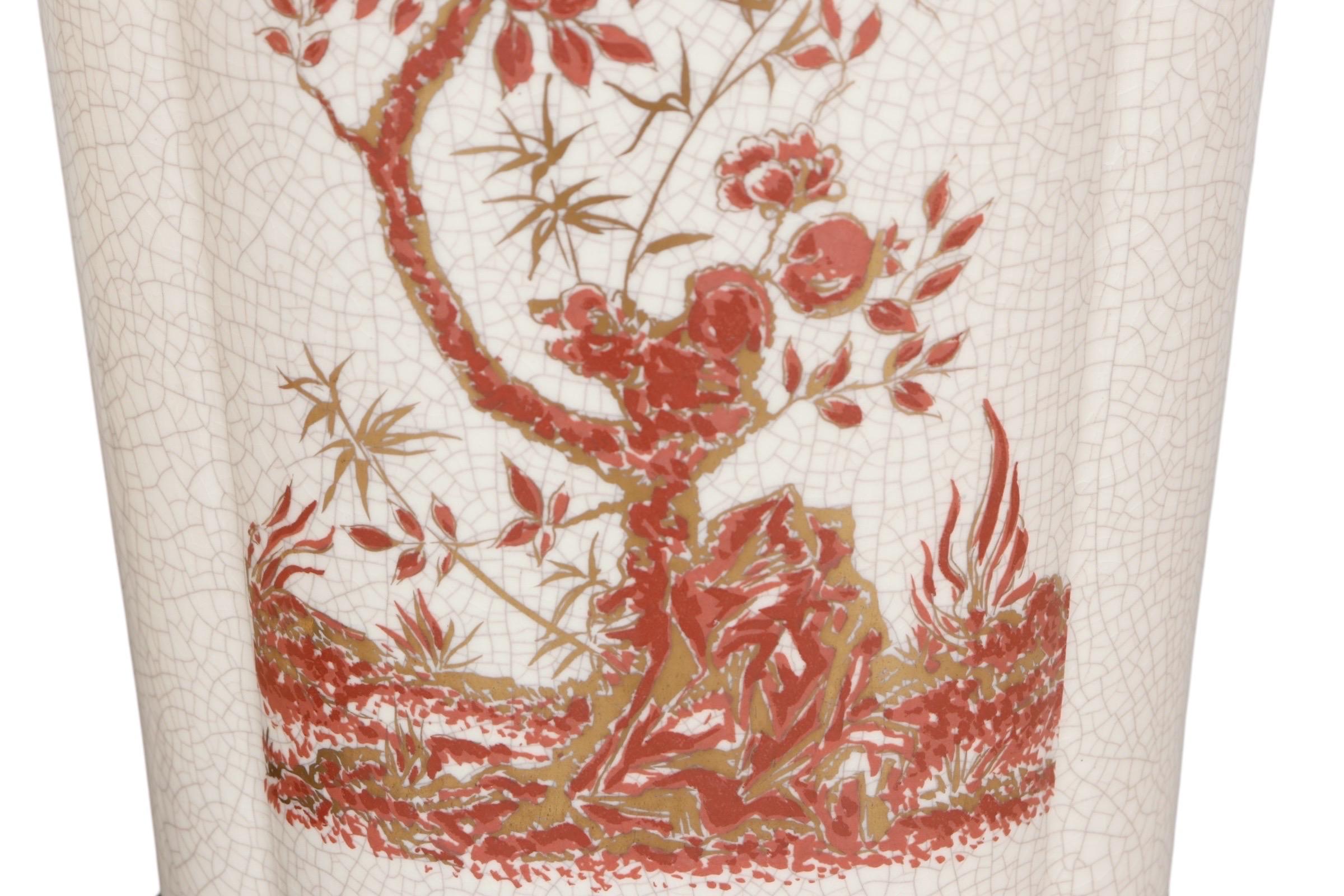 20ième siècle Paire de lampes de table en céramique Chinoiserie en vente