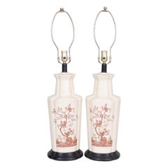 Pareja de lámparas de sobremesa de cerámica Chinoiserie