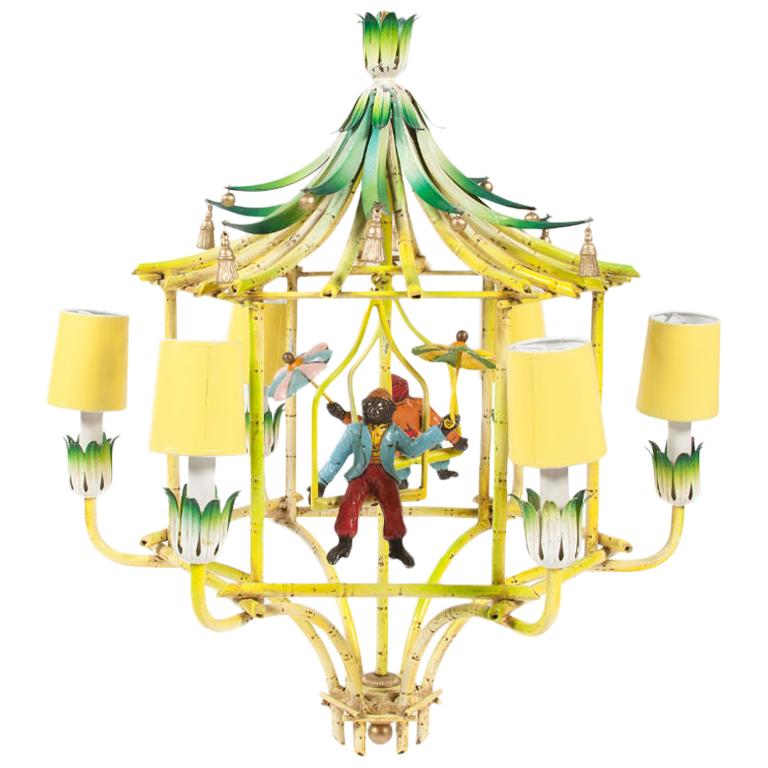 Details about   1 Chandelier lamp Monkey Porcelain Brass SWAG vintage Beaded crystal prism Afric 