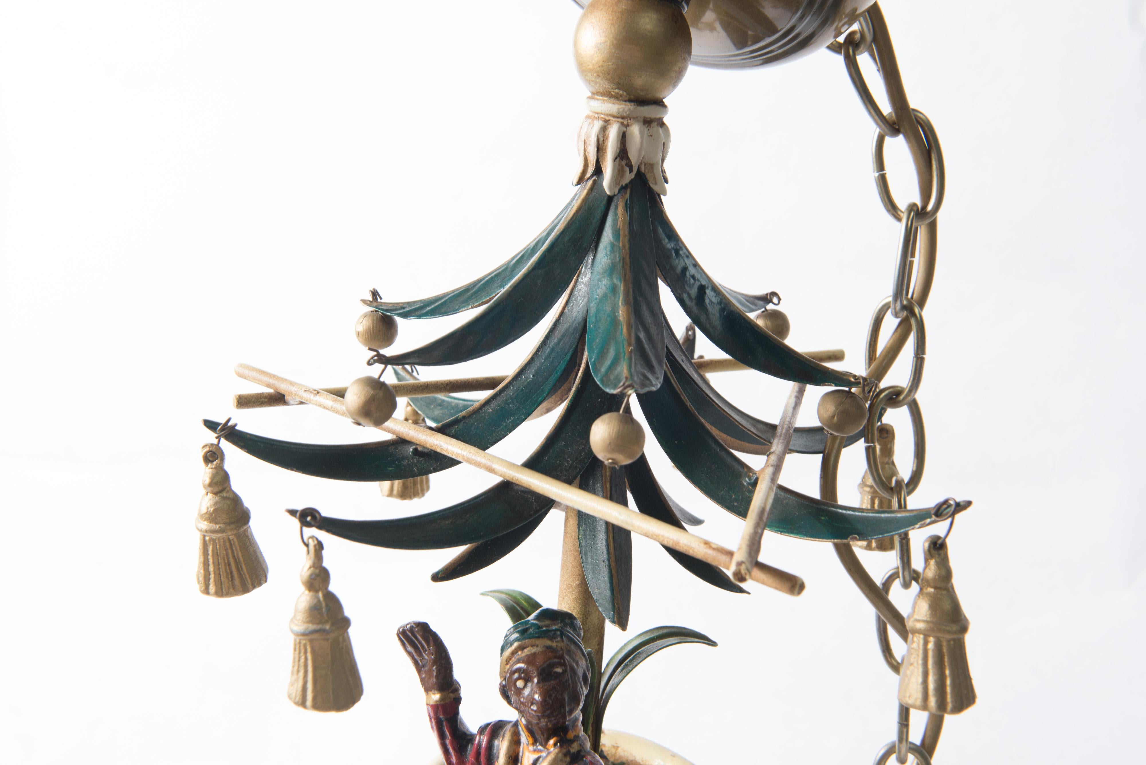 Chinoiserie Chandelier with Monkeys & Tassels 3