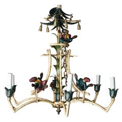 Vintage Chinoiserie Chandelier with Monkeys & Tassels