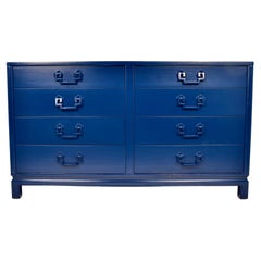 Vintage Chinoiserie Chest in Blue Lacquer