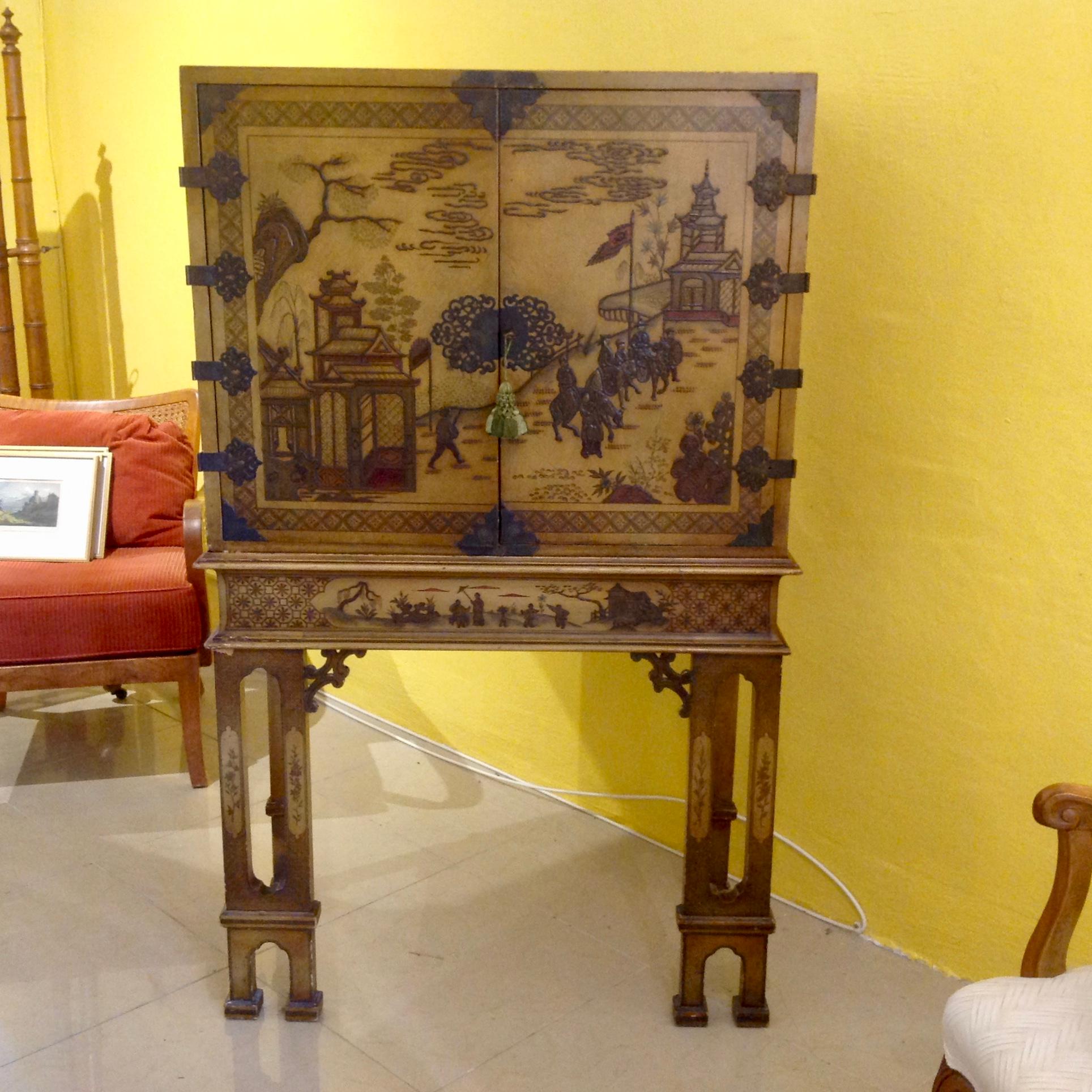 English Chinoiserie Chest on Stand
