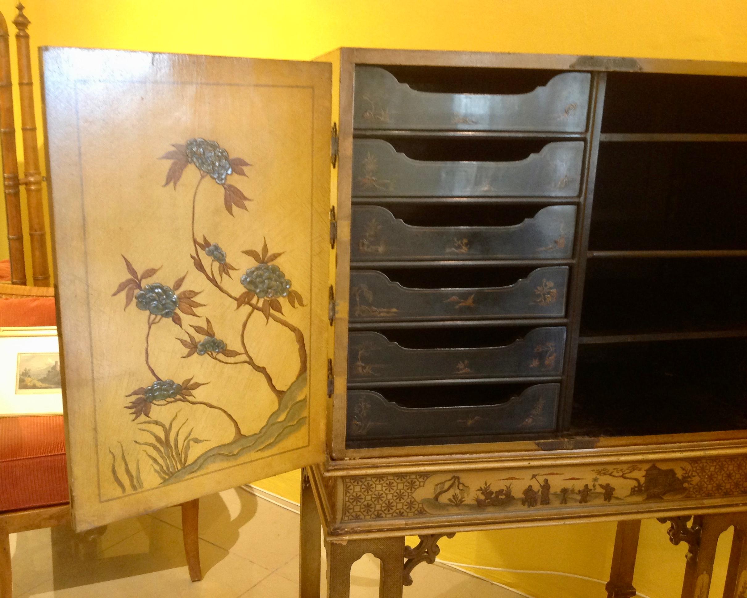 Chinoiserie Chest on Stand In Good Condition In West Palm Beach, FL