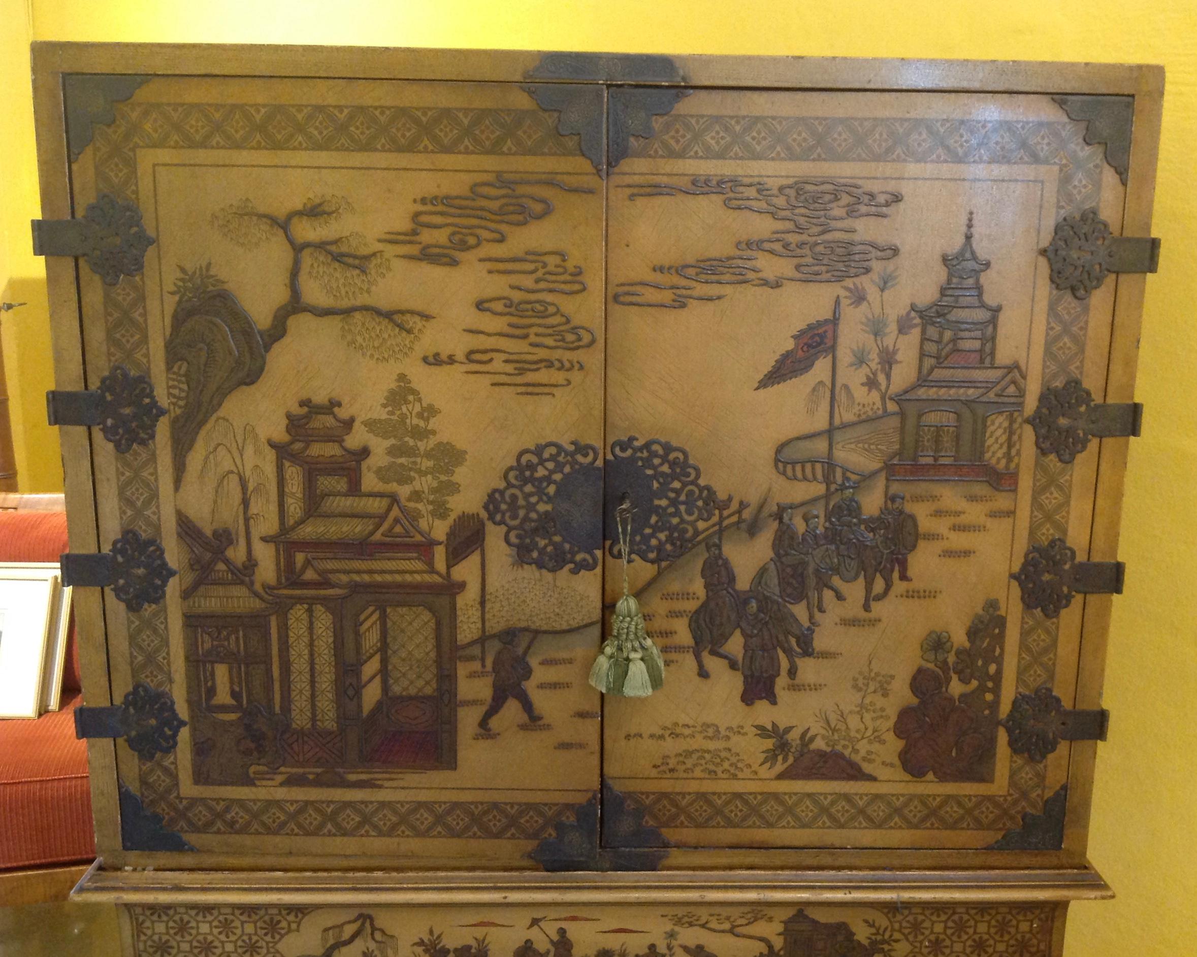 Wood Chinoiserie Chest on Stand