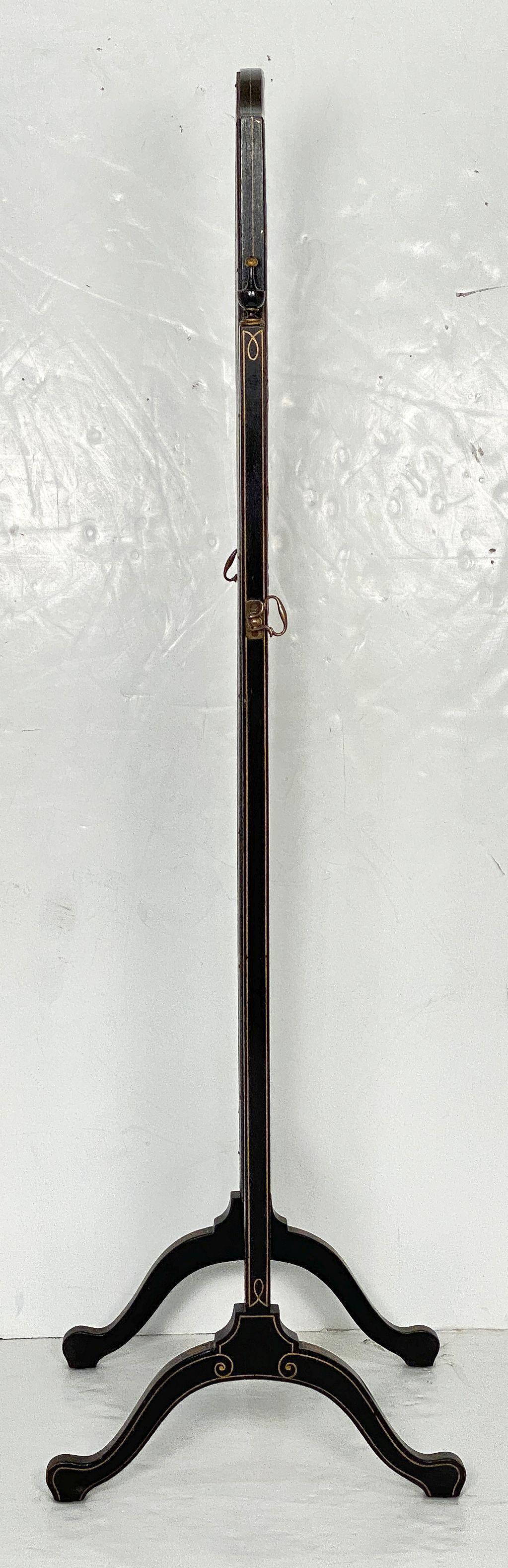 Chinoiserie Cheval Mirror with Black Lacquered Frame from England 8