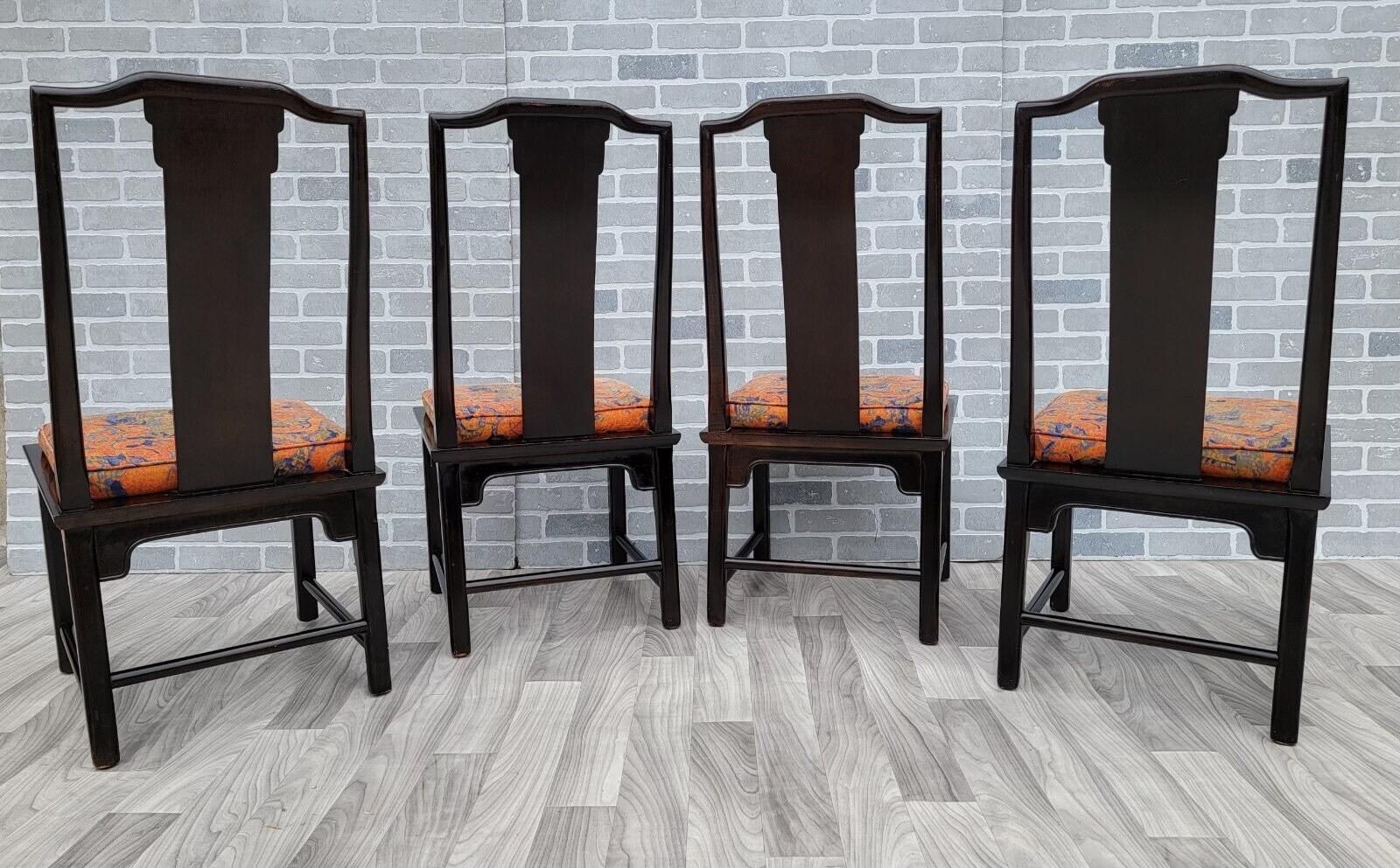 Chinoiserie Chin Hua Ebonized Dining Set by Raymond K. Sobota, 8 Piece Set In Good Condition For Sale In Chicago, IL