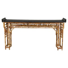 Chinoiserie Brighton Pavilion Style Burnt Bamboo Chinese Altar Console Table
