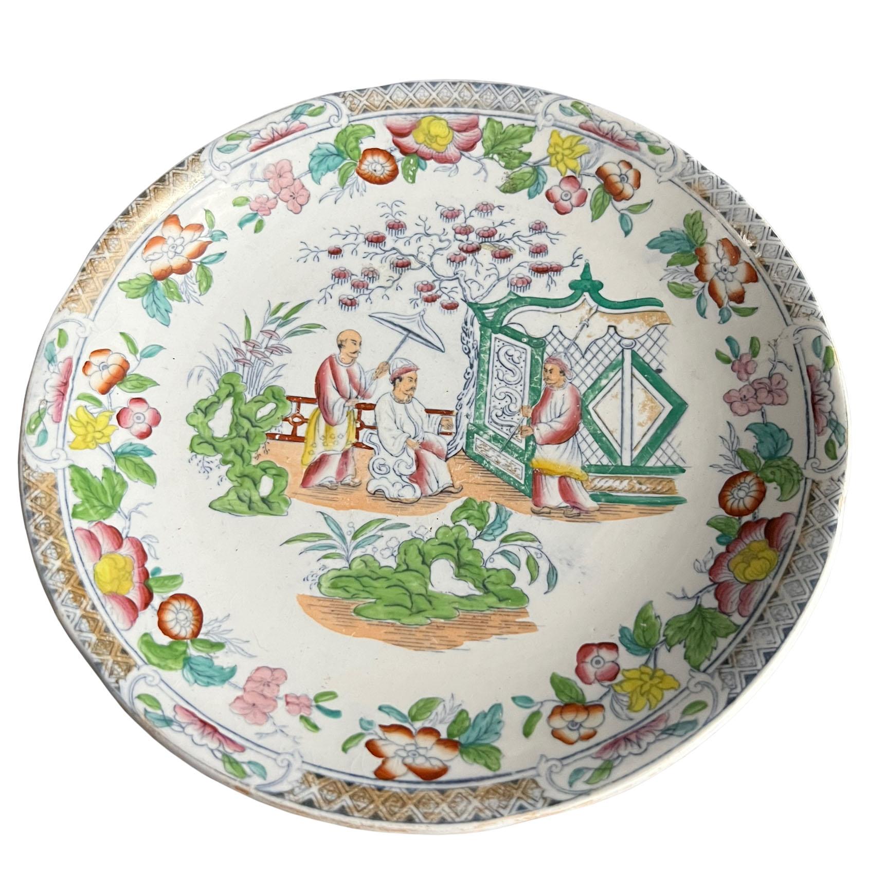 Mid-19th Century Chinoiserie Chinese Plate For Sale