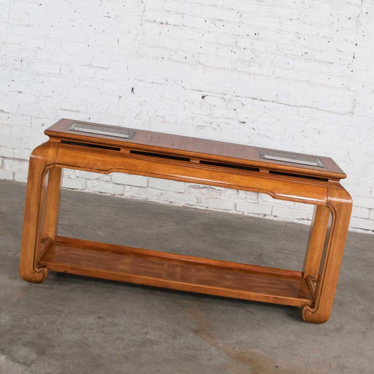 Chinoiserie Chow Leg Ming Style Sofa Console Table Attributed to Schnadig Intl In Good Condition For Sale In Topeka, KS