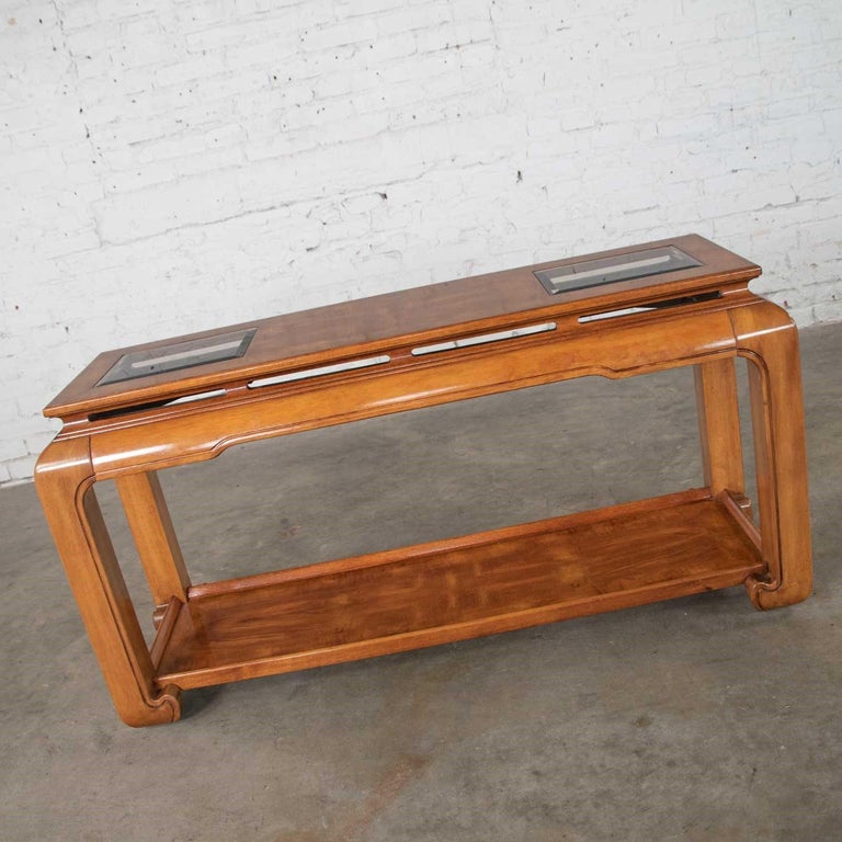 20th Century Chinoiserie Chow Leg Ming Style Sofa Console Table Attributed to Schnadig Intl For Sale