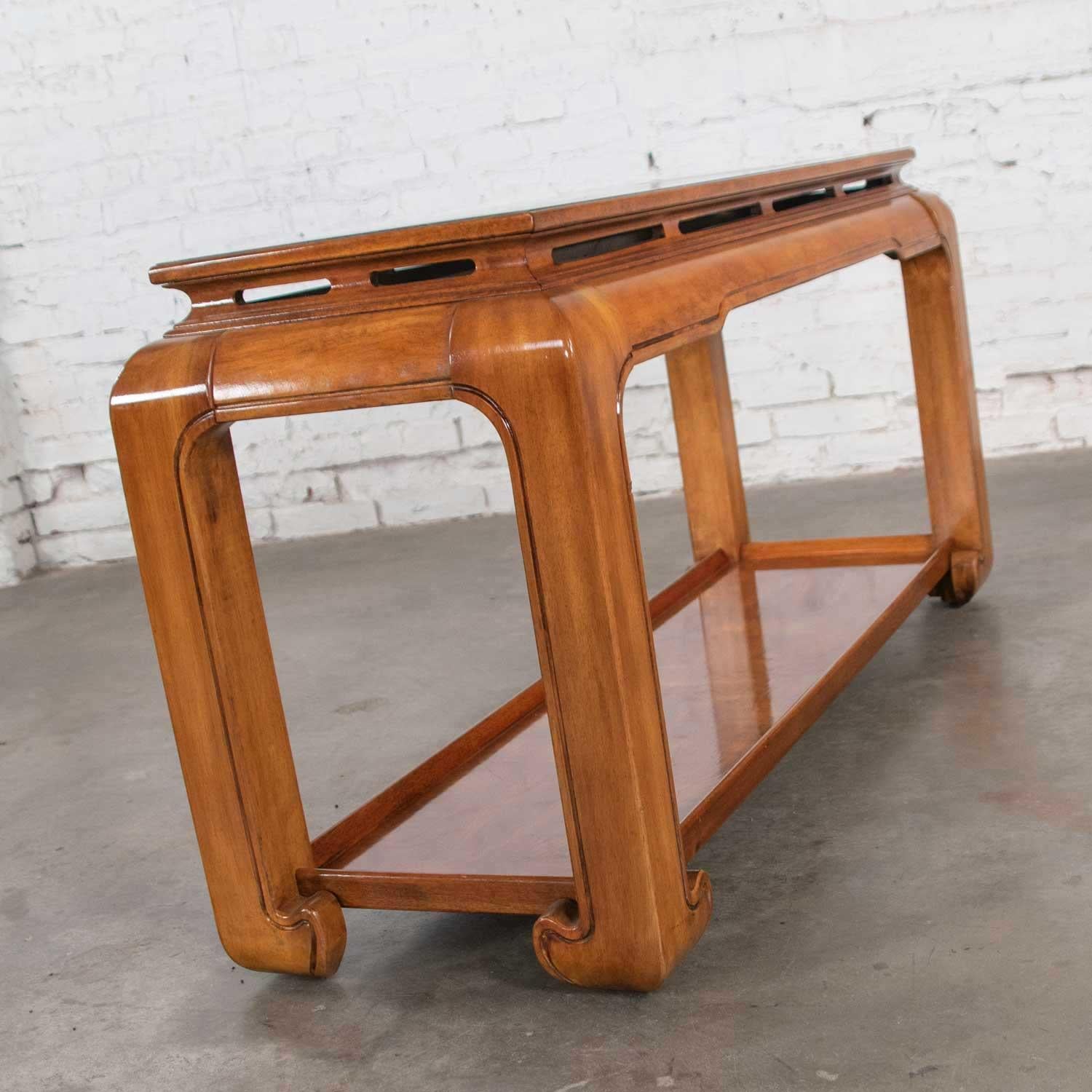 20th Century Chinoiserie Chow Leg Ming Style Sofa Console Table Attributed to Schnadig Intl For Sale