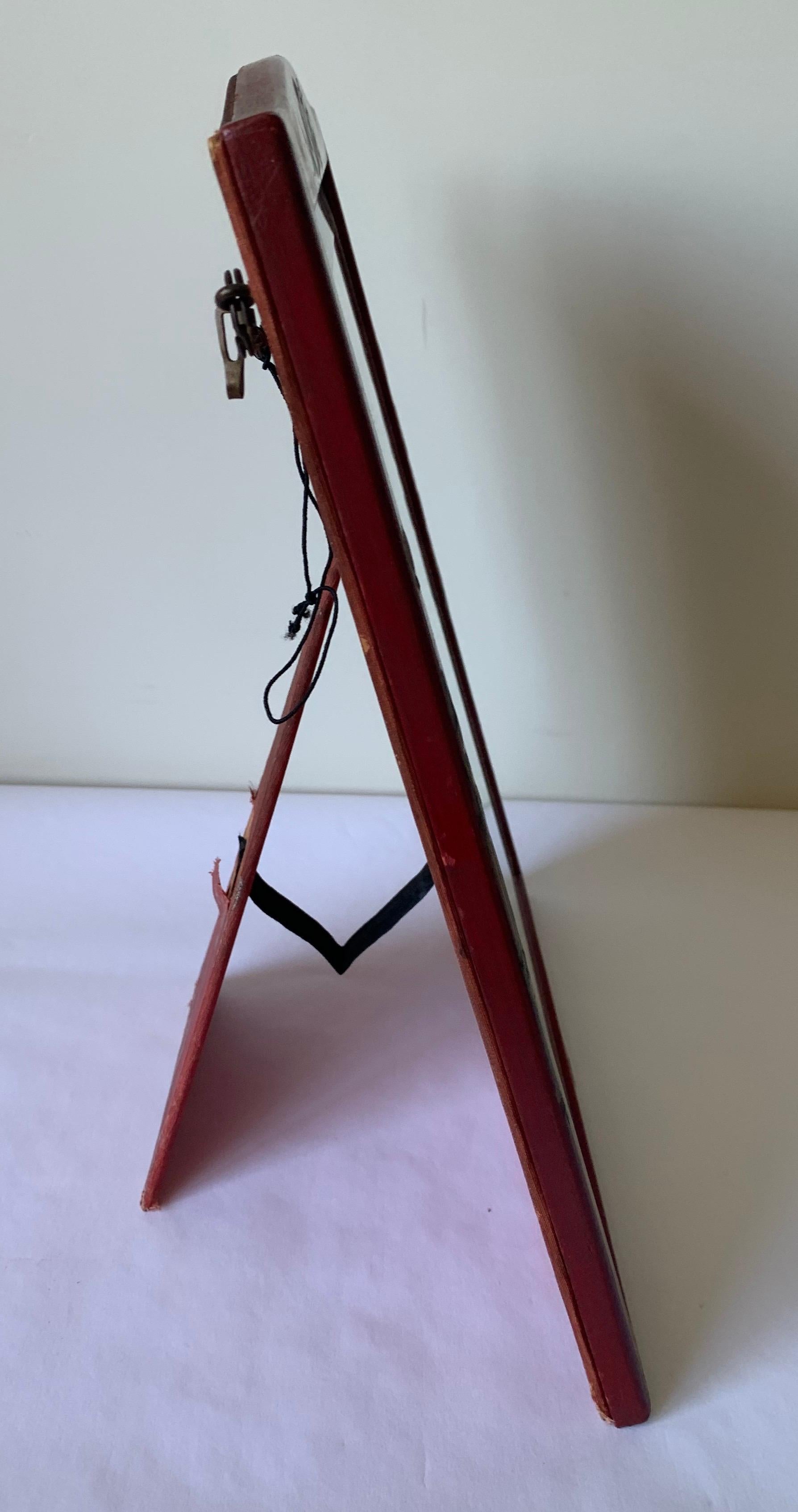 Chinoiserie Cinnabar Red Hand Painted Vanity Mirror For Sale 5