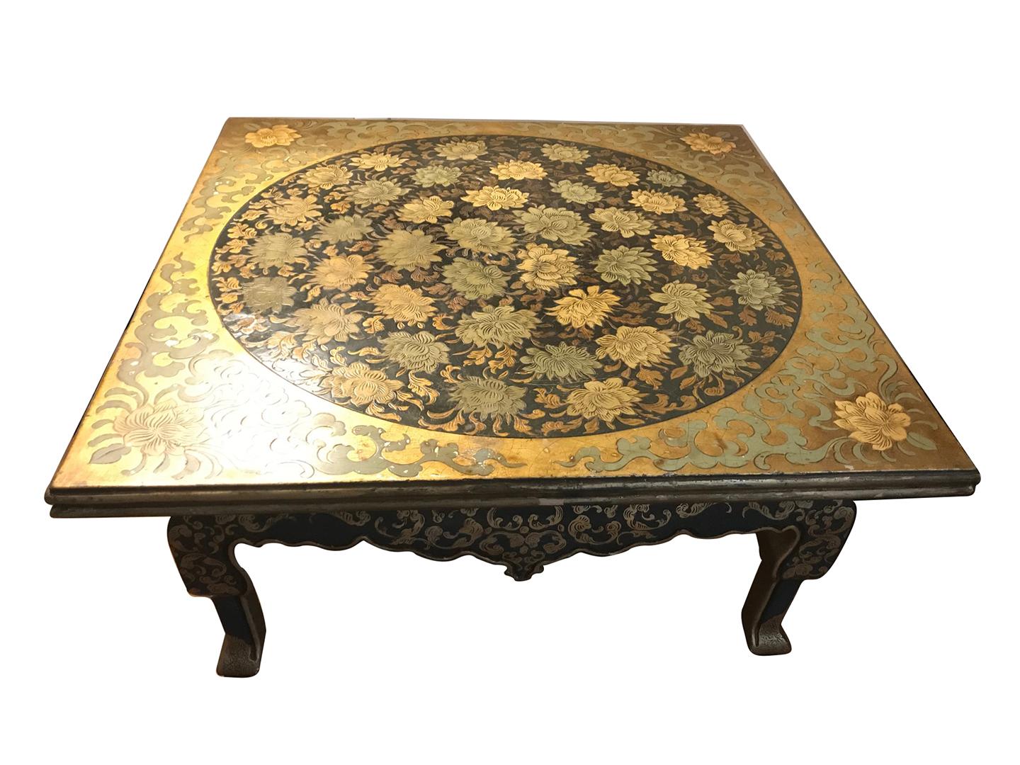 Hand-Carved Chinoiserie Coffee Table For Sale