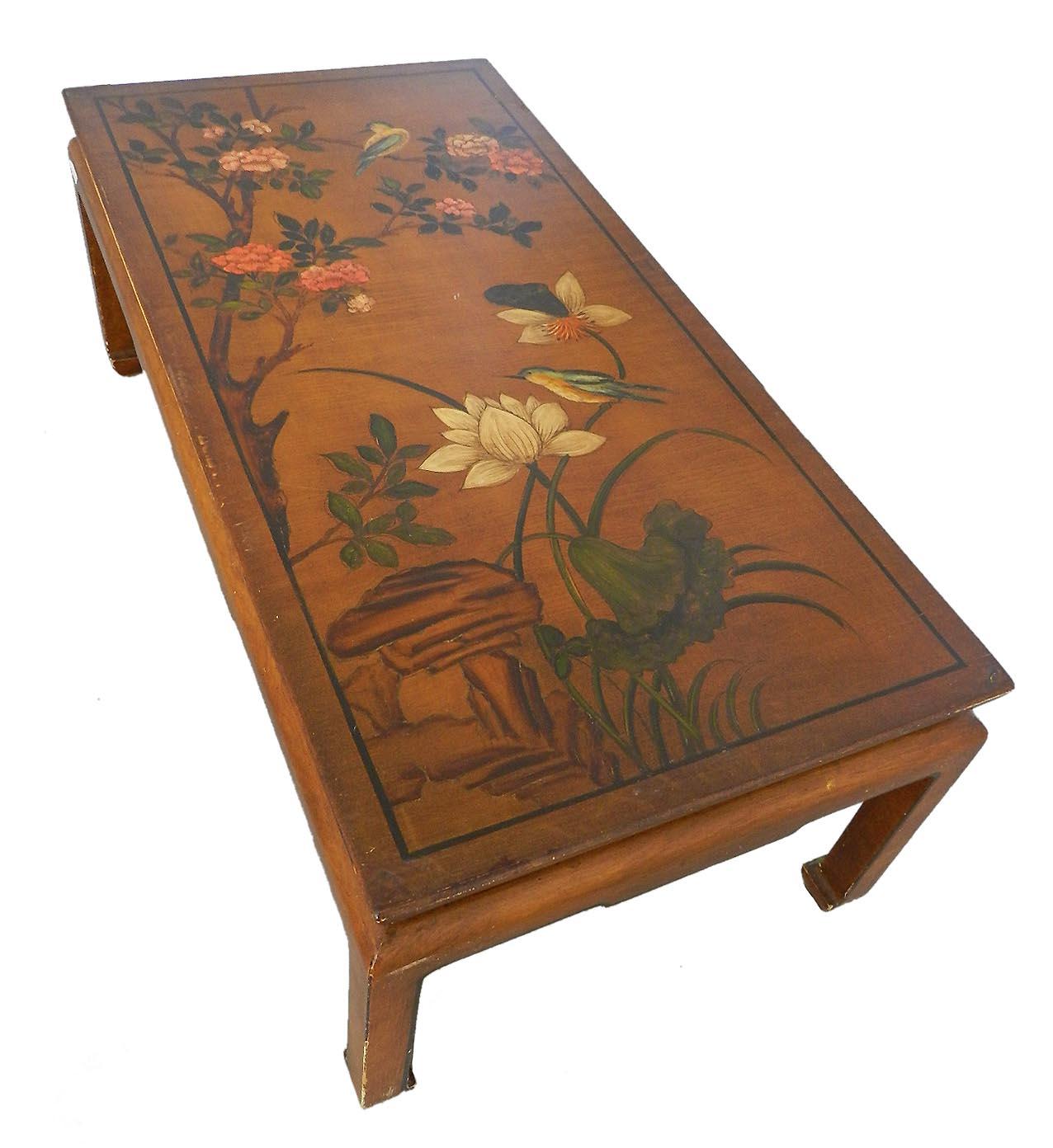 20th Century Chinoiserie Coffee Table Hand Painted One of a Kind, circa 1920