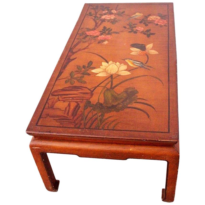 Chinoiserie Coffee Table Hand Painted One of a Kind, circa 1920