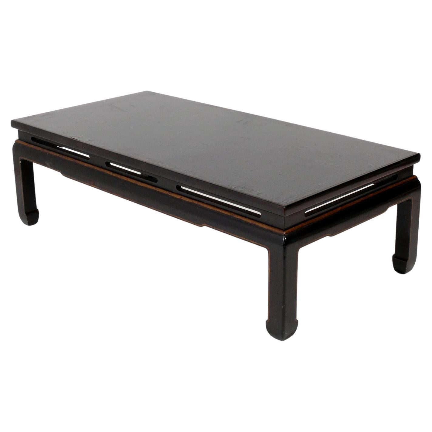 Chinoiserie Coffee Table in Deep Brown Lacquer
