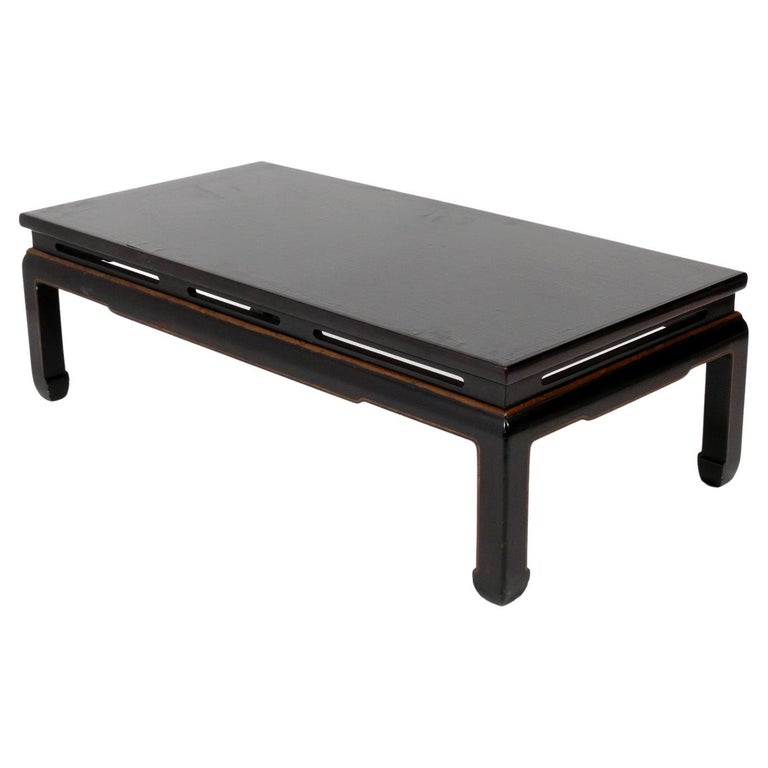 Chinoiserie Coffee Table in Deep Brown Lacquer For Sale