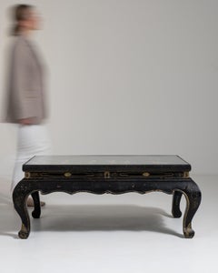 Chinoiserie Coffee Table with Glass Top, China, 20th Century