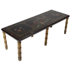 Chinoiserie Coffee Table with Lacquer Top and Gilt Bronze Legs