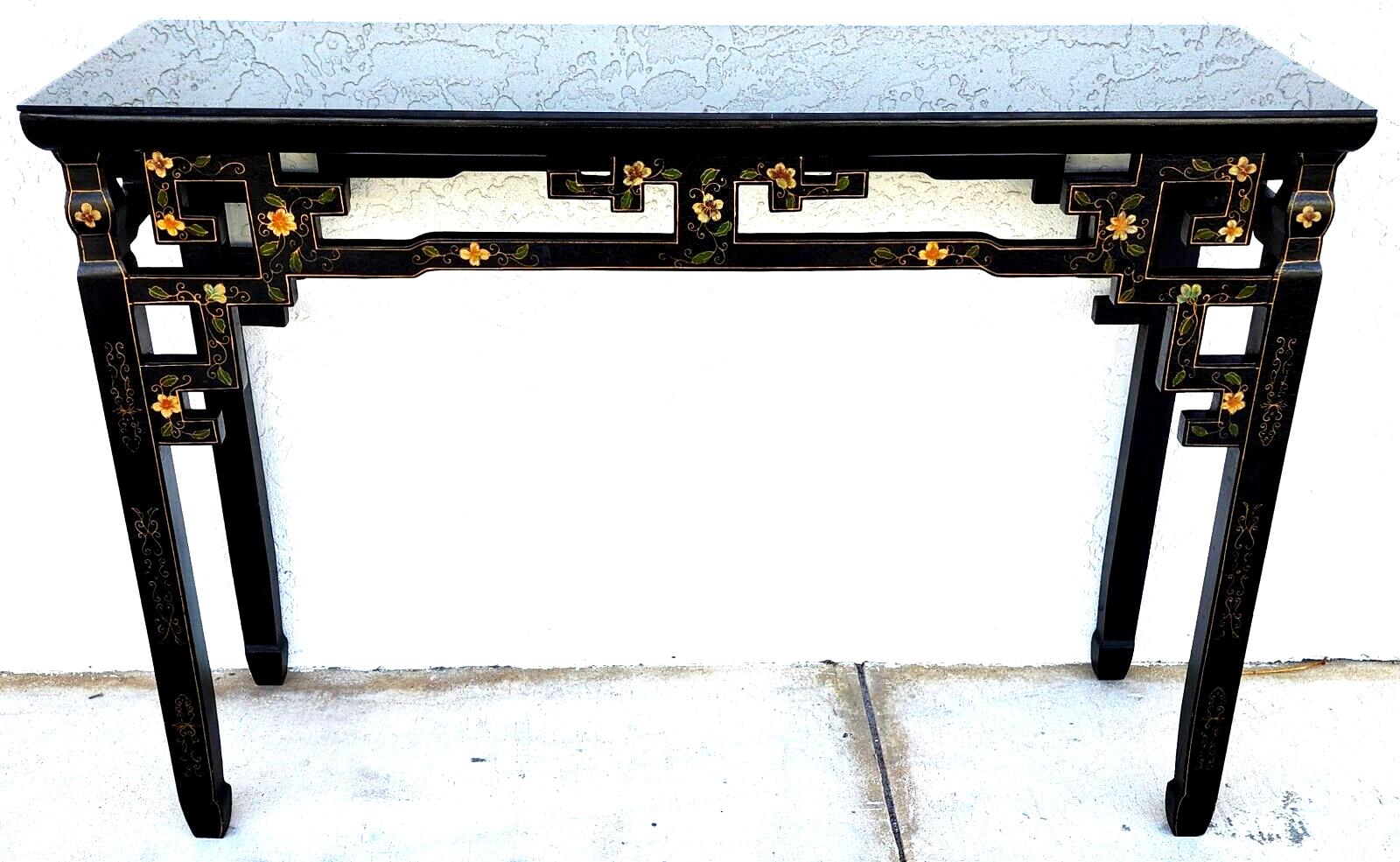 Hand-Painted Chinoiserie Console Table Altar Hand Painted For Sale