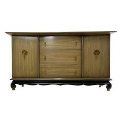 Chinoiserie Credenza Chest Sideboard w. Brass Tassel Pulls