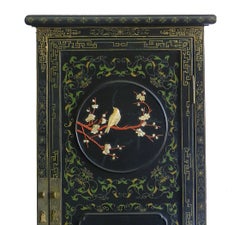 Chinoiserie Cupboard Wardrobe Lacquered with Carved Hardstone Chinese circa 1920