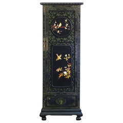 Chinoiserie Cupboard Wardrobe Lacquered with Carved Hardstone Chinese circa 1920