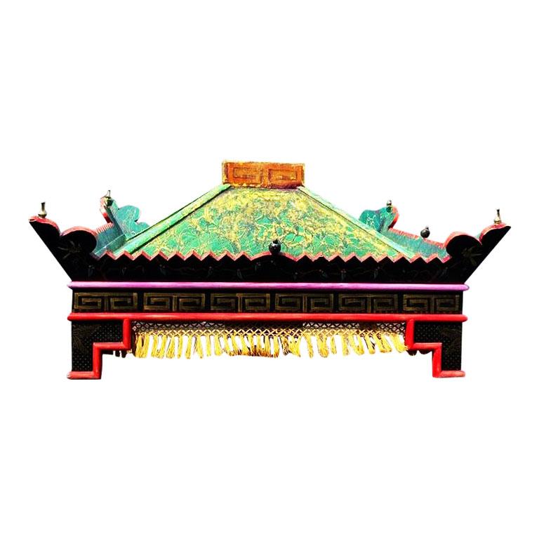 Chinoiserie Custom Wood Ceiling Mounted Pagoda Bed Corona Canopy 1