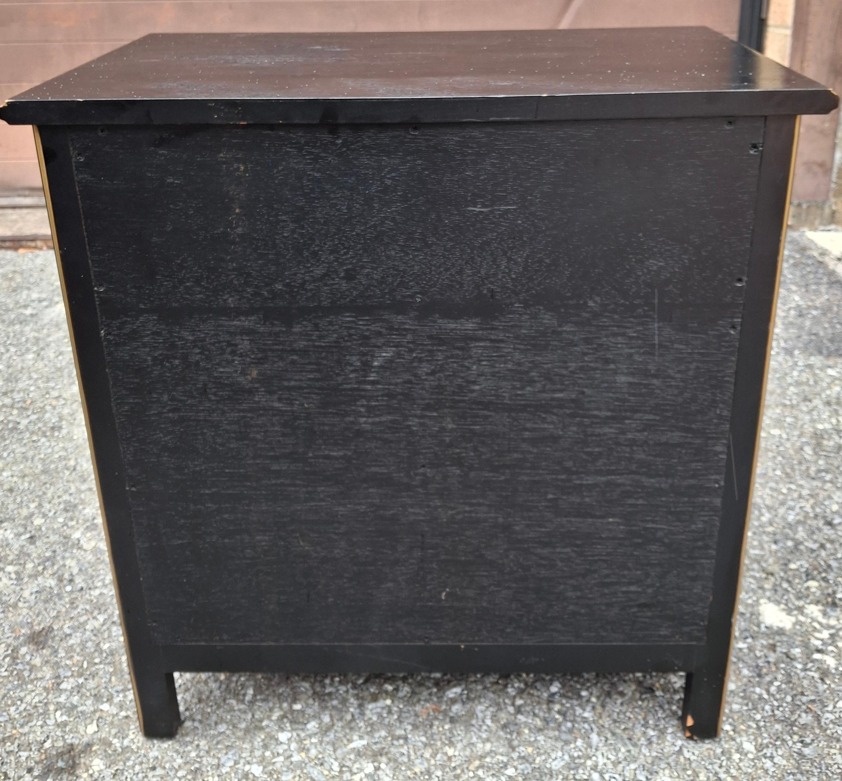 Chinoiserie Decorated and Ebonized Wood Side Chest, Signed For Sale 4