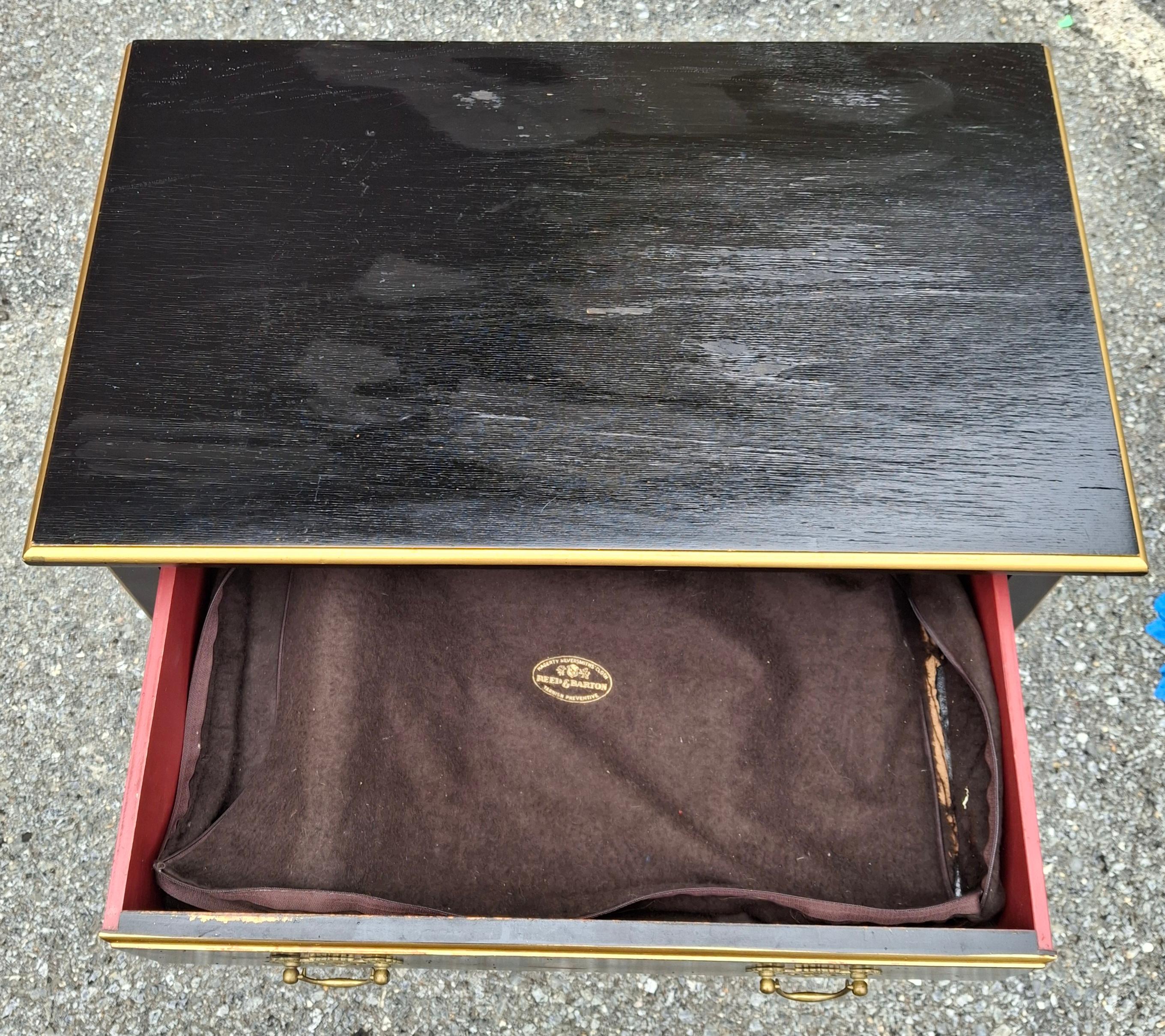 Chinoiserie Decorated and Ebonized Wood Side Chest, Signed For Sale 1