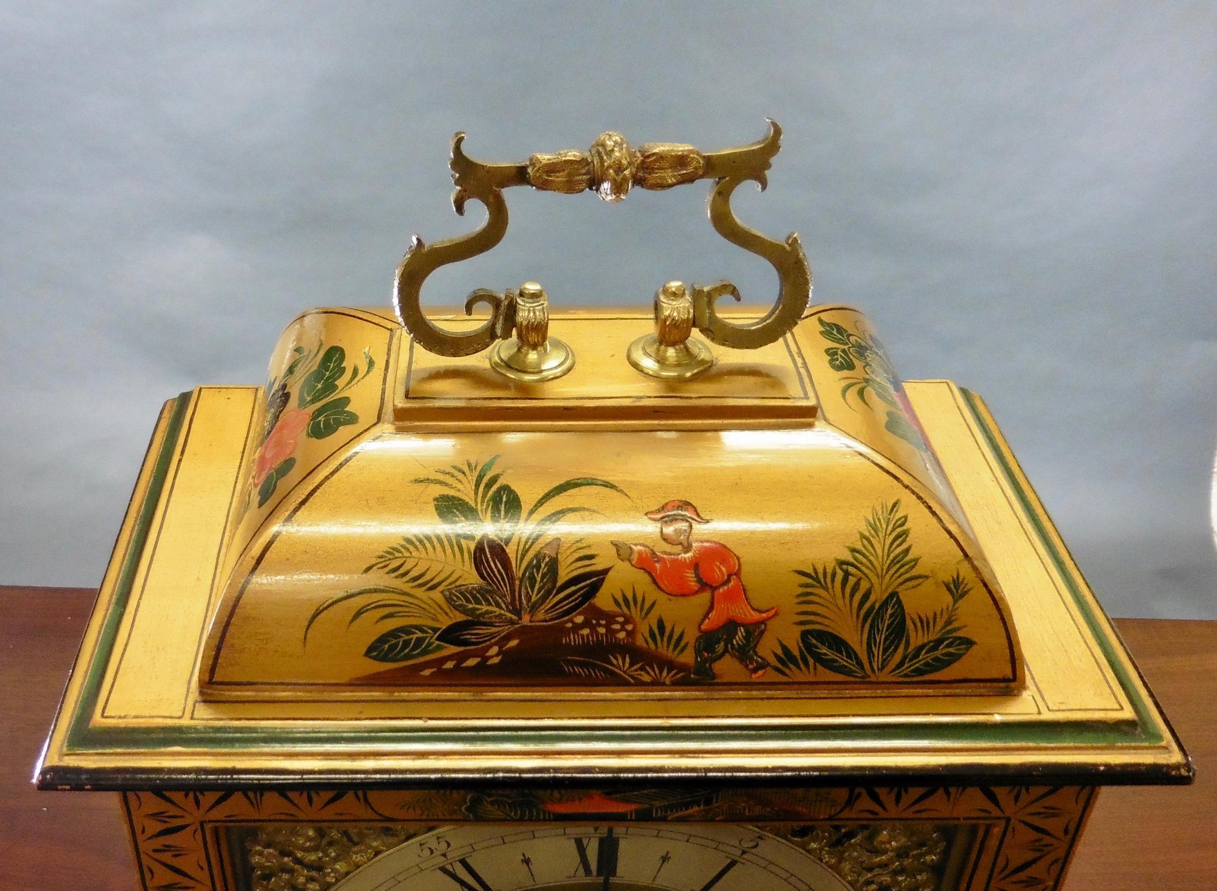 Chinoiserie Decorated Bell Top Mantel Clock by Astral In Good Condition In Norwich, GB