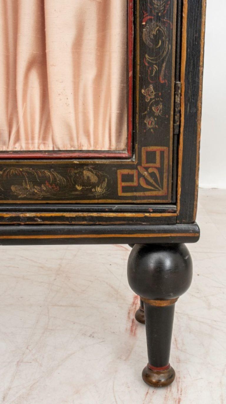 20th Century Chinoiserie Decorated Black Lacquer Cabinet
