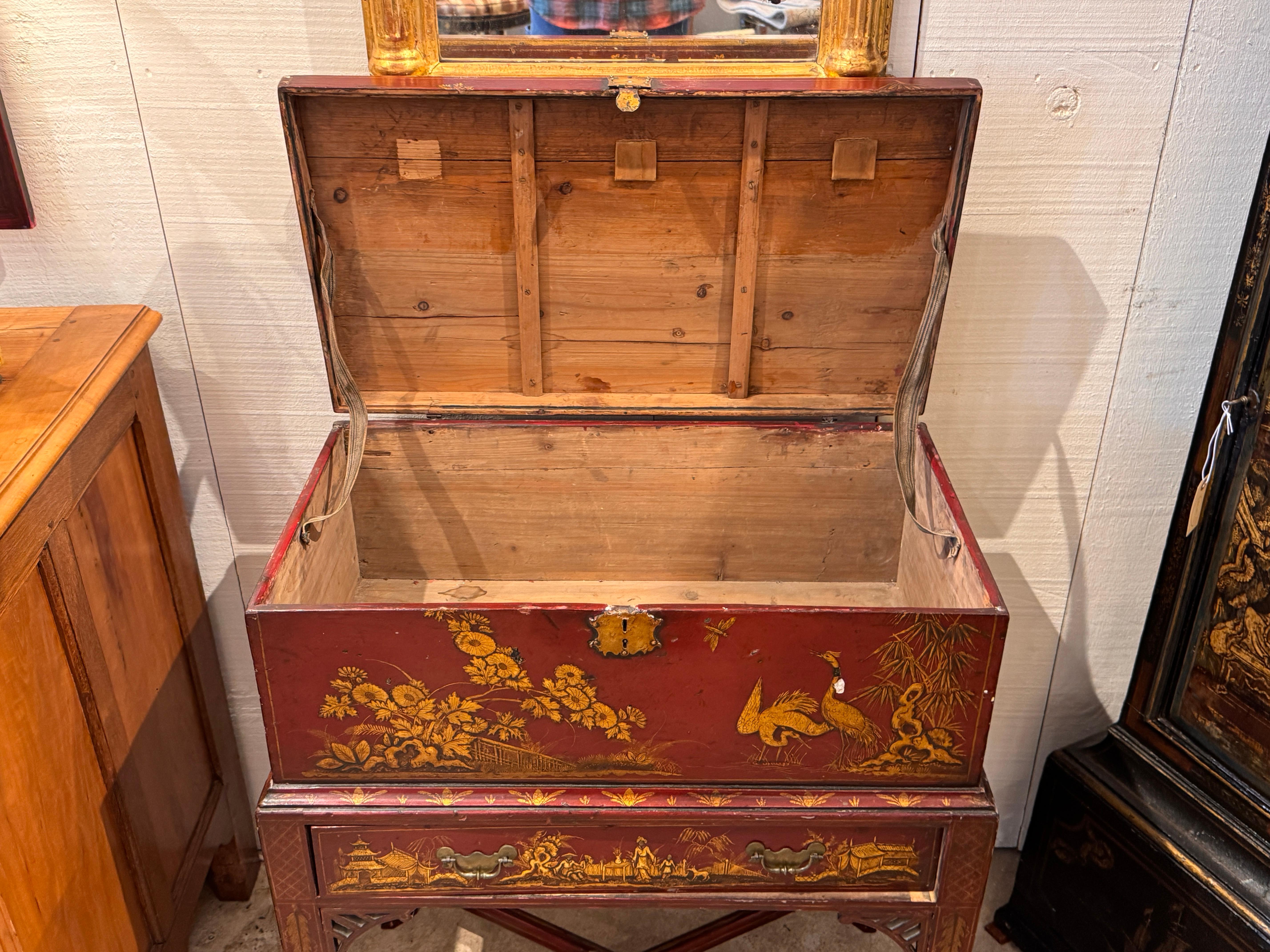 19th Century Chinoiserie Decorated Box on Stand For Sale