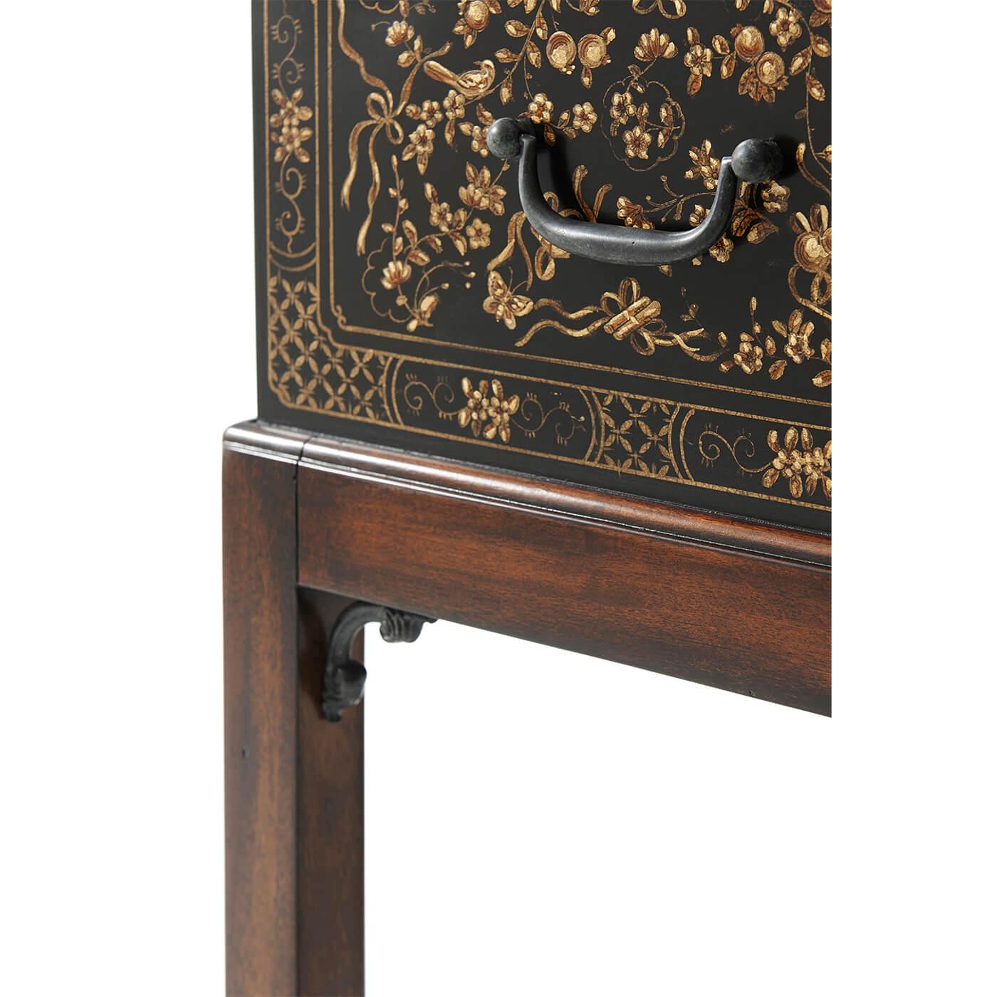 Contemporary Chinoiserie Decorated Box on Stand