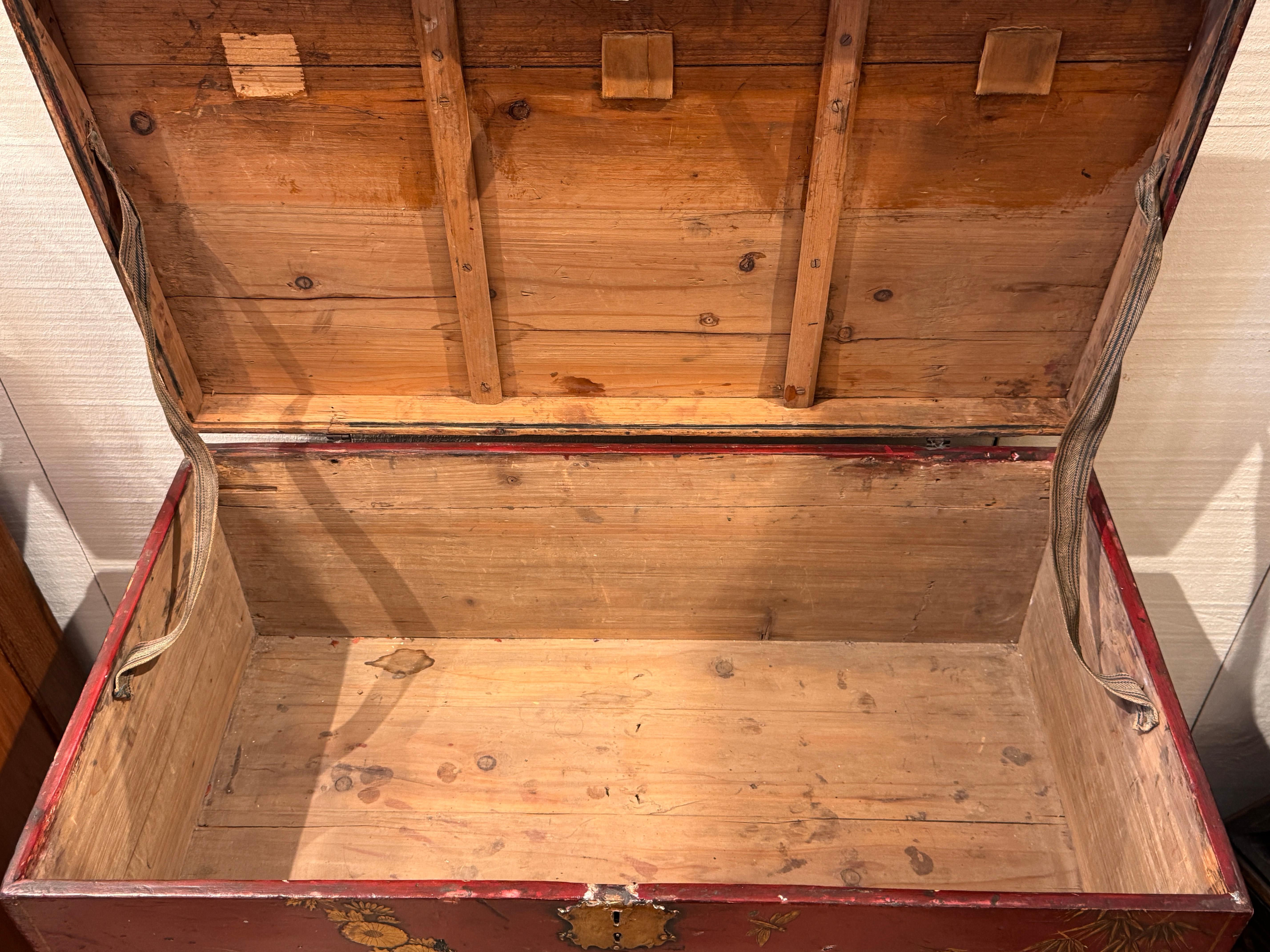 Wood Chinoiserie Decorated Box on Stand For Sale