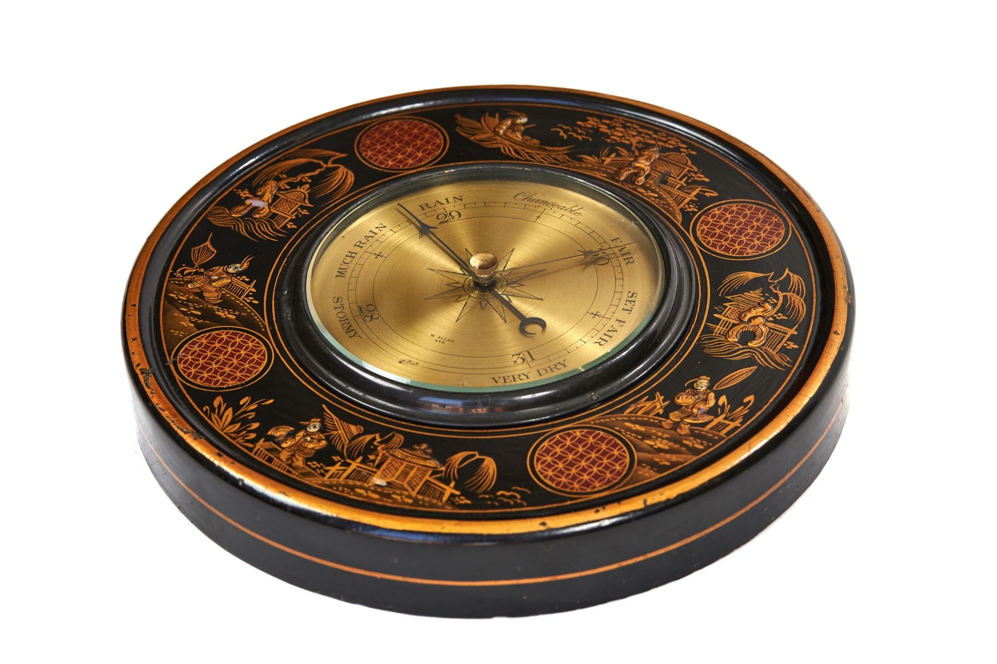 Chinoiserie chinoiserie Decorated Circular Barometer, circa 1930s For Sale
